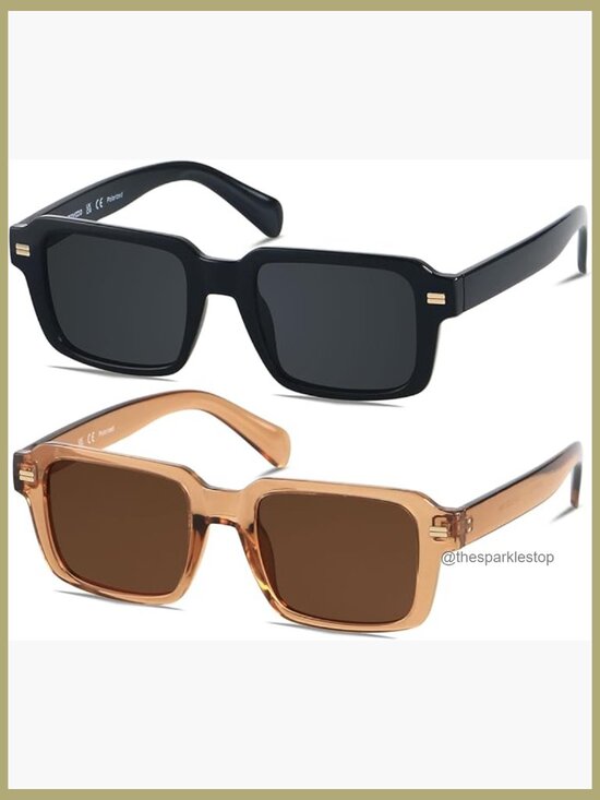 Retro Square Polarized Sunglasses with UV400 Protection and Case main image 4